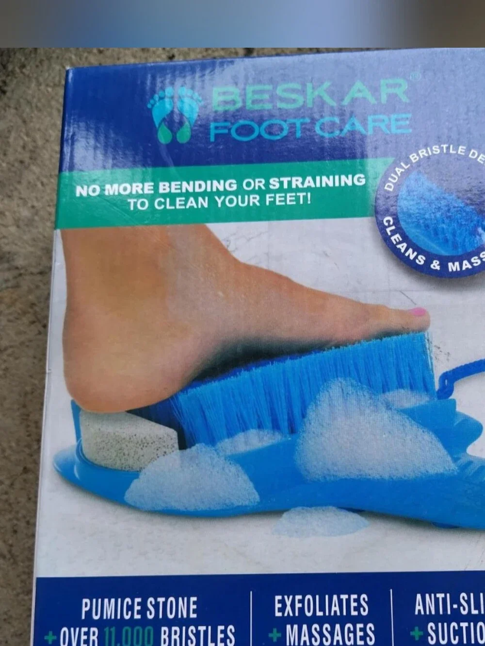 Foot Care Blue Bath Brush with Pumice
